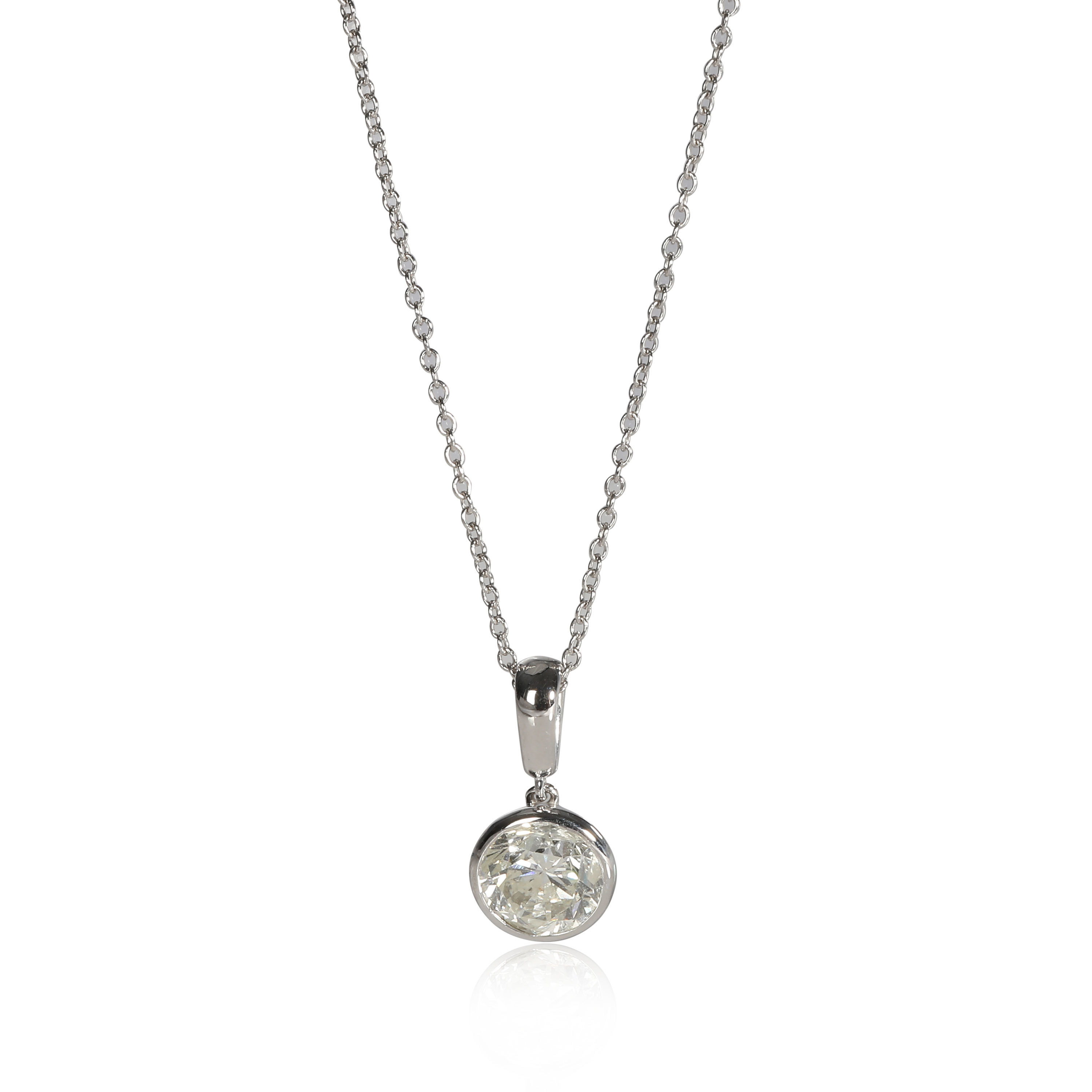 Diamond Bezel Set 203 Ct Round Pendant Necklace In 14k White Gold
